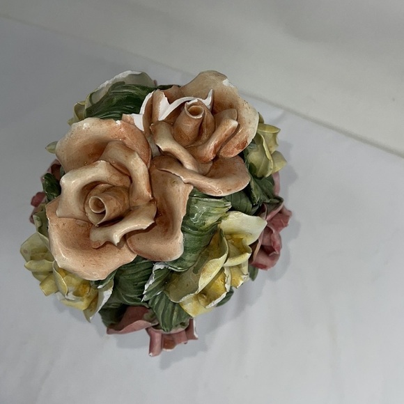 Capodimonte Porcelain Flower Roses Basket - Picture 5 of 11